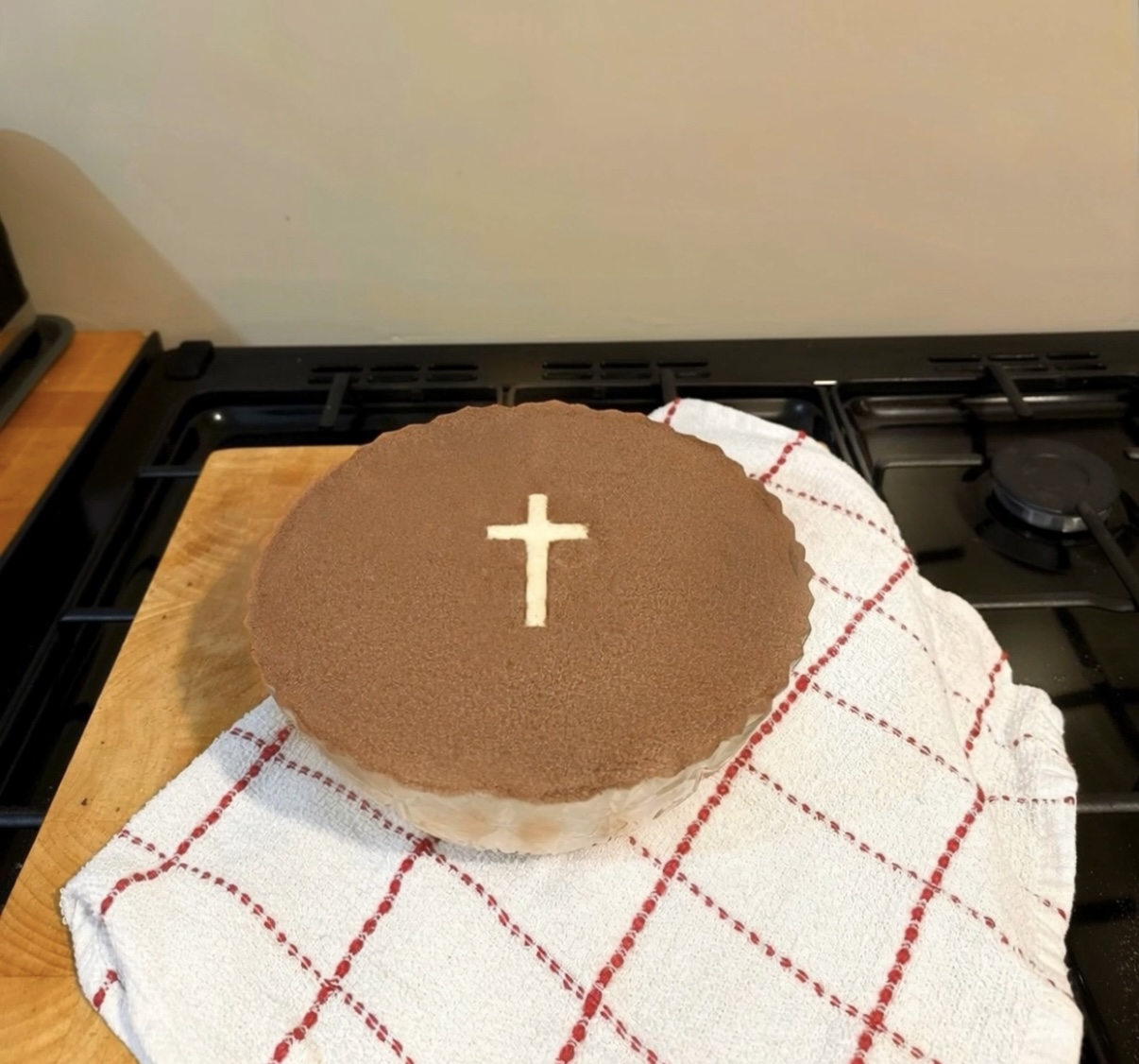 Italian Tiramisu with a Cross Design for Lent