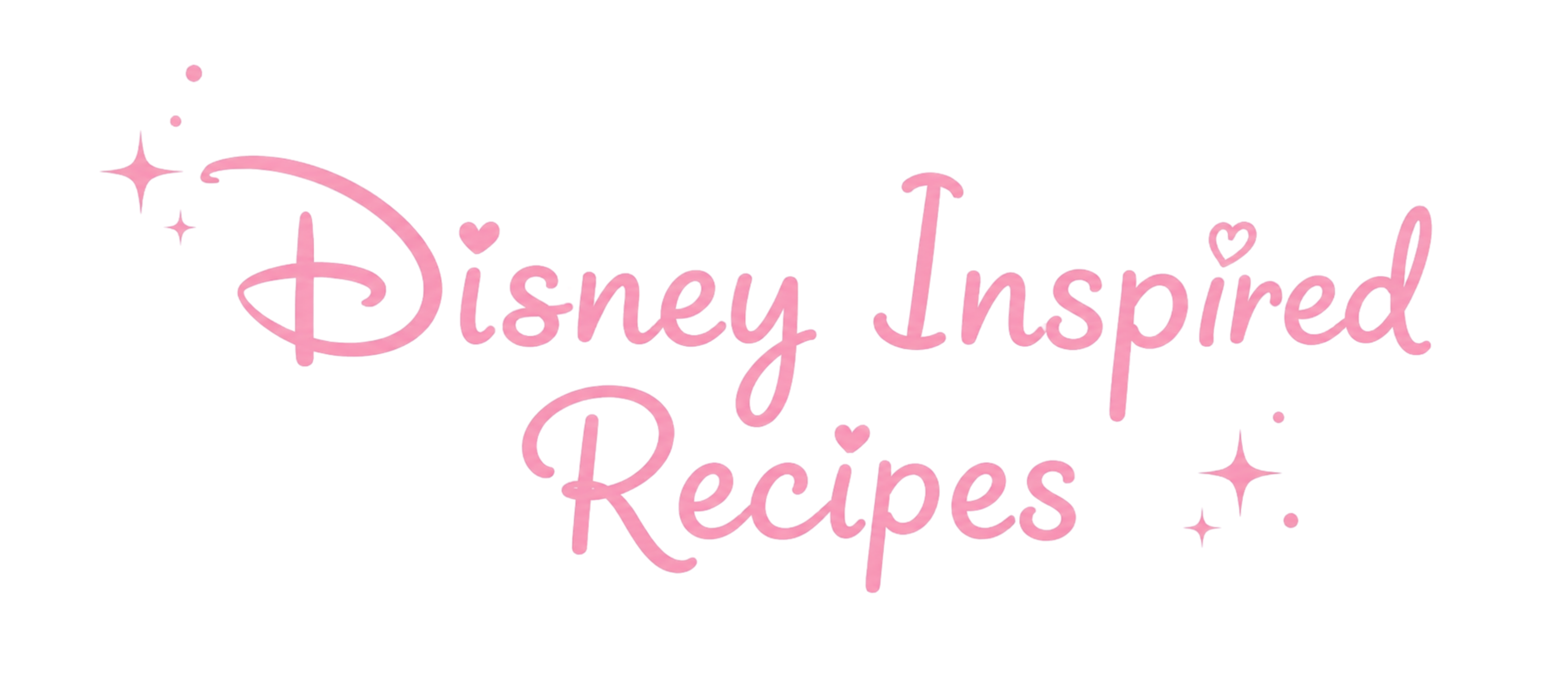 Text logo reading 'Disney Inspired Recipes' in a playful pink font with decorative stars and hearts.